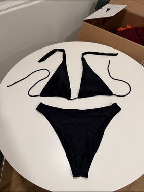 Aurelle Black Triangle Tie Bikini